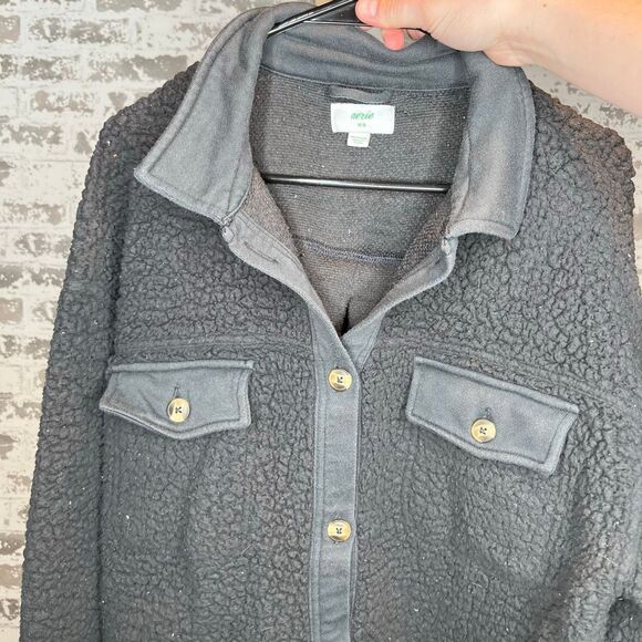 Aerie | women black sherpa button down jacket - Picture 1 of 10